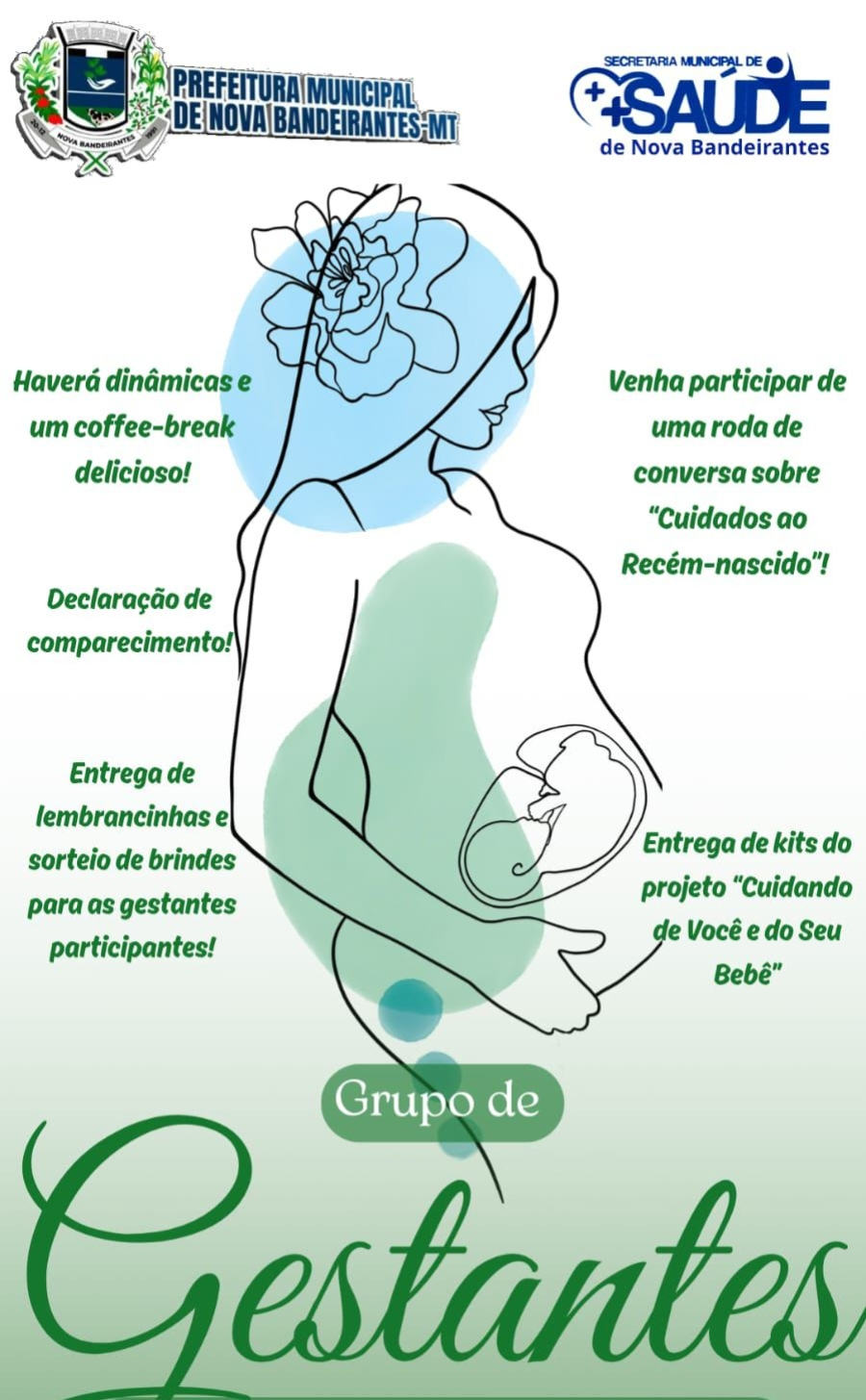 Grupo de Gestantes de Nova Bandeirantes participa de encontro sobre Cuidados com o Recém-Nascido